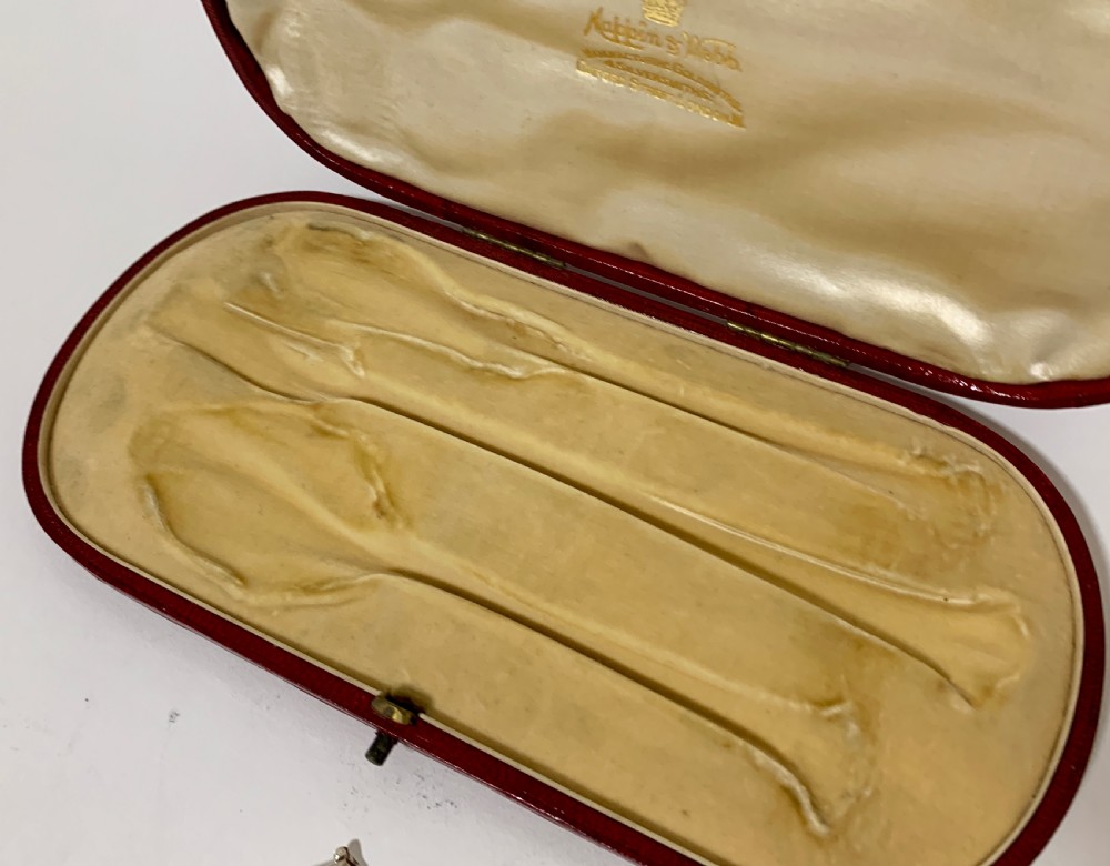 Antique Victorian Solid Silver Jam Spoon, Butter Knife & Pickle Fork Set View XIII