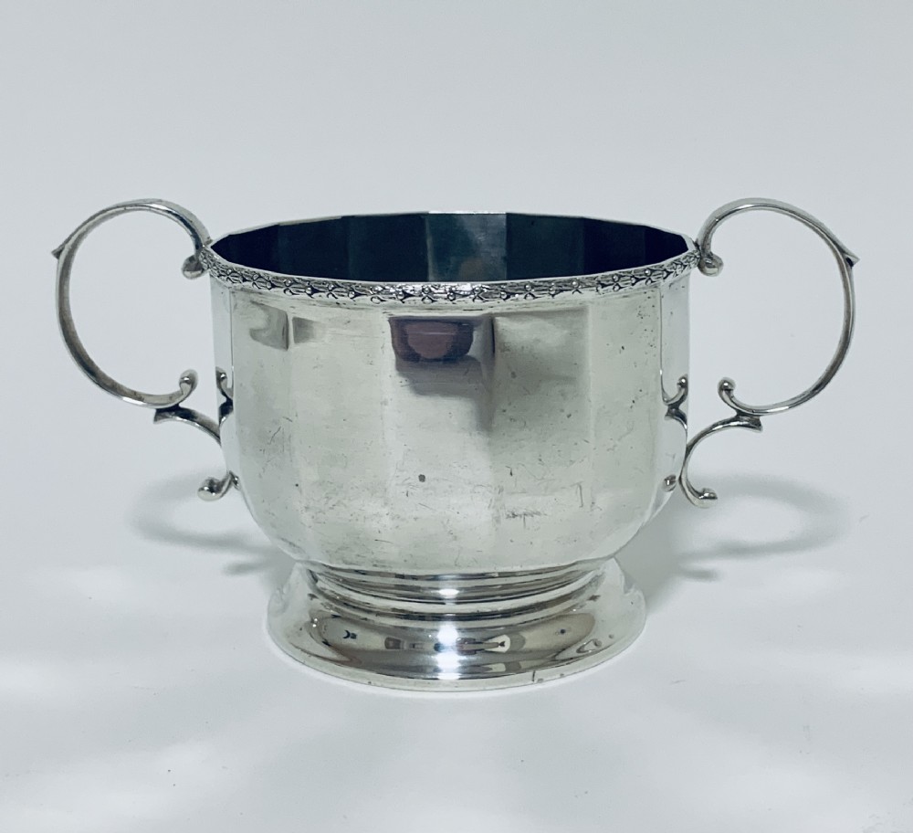 Antique Solid Sterling Silver Twin Handled Bowl Cup 