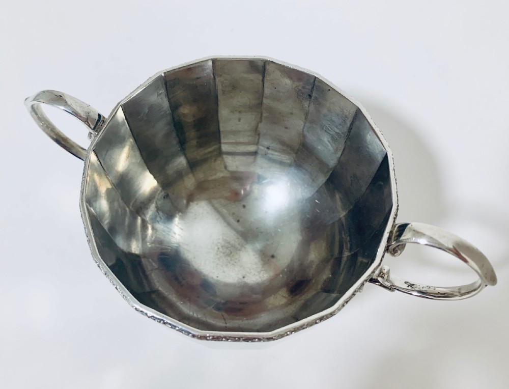 Antique Solid Sterling Silver Twin Handled Bowl Cup  View IX