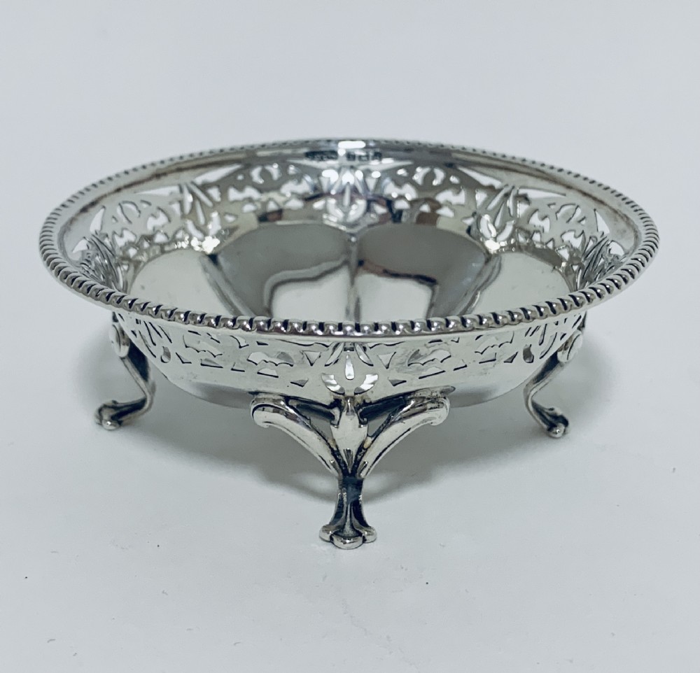 Antique Solid Sterling Silver Pierced Bonbon Dish 