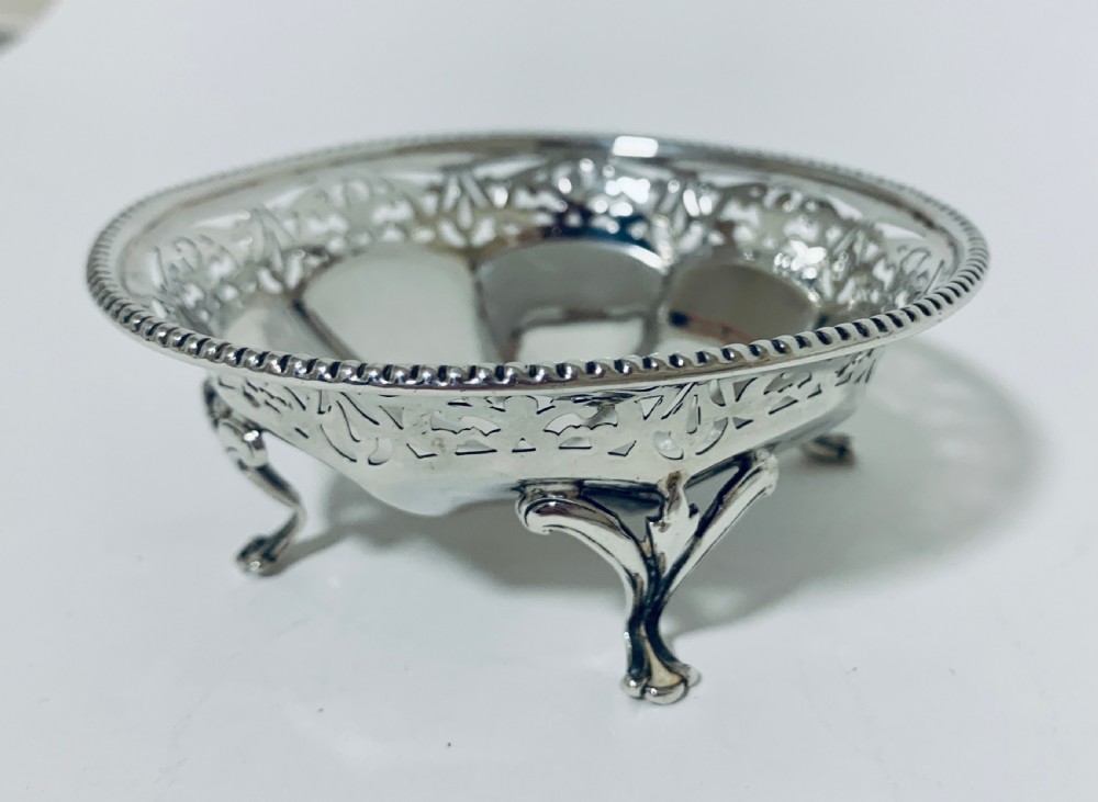 Antique Solid Sterling Silver Pierced Bonbon Dish  View III