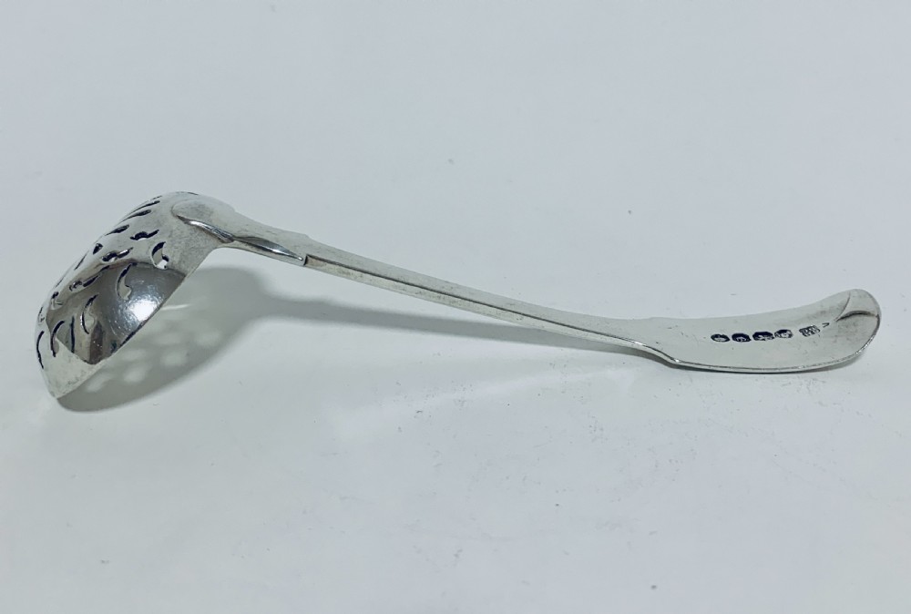 Antique Georgian Solid Sterling Silver Sugar Sifter Spoon View VIII