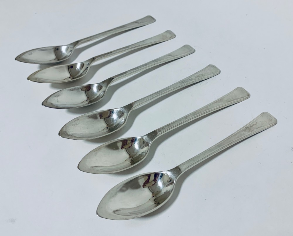 Set of 6 Antique Solid Silver Grapefruit Spoons