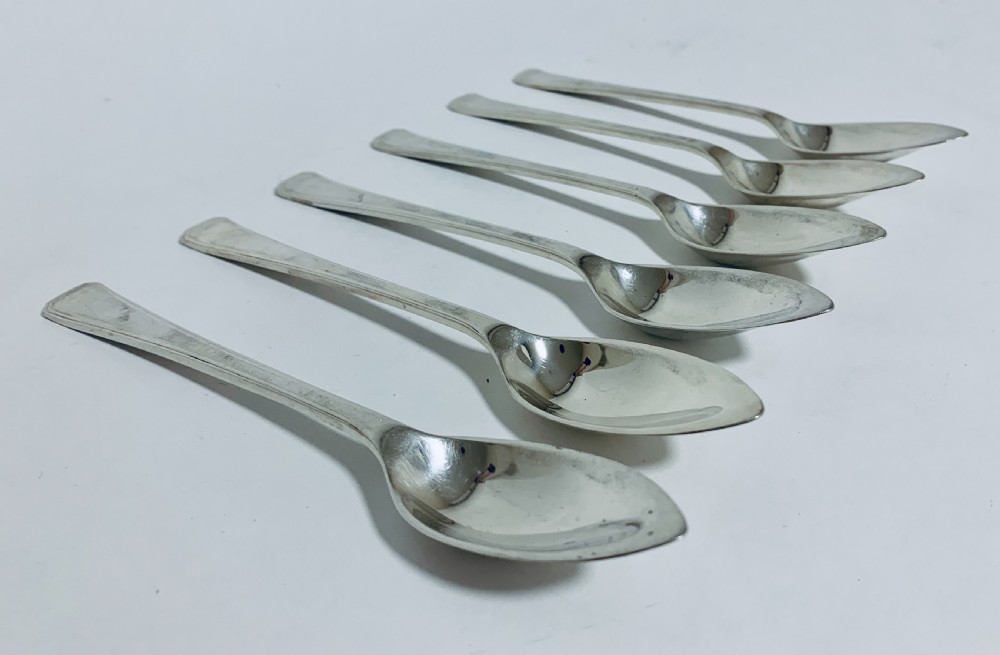 Set of 6 Antique Solid Silver Grapefruit Spoons View II