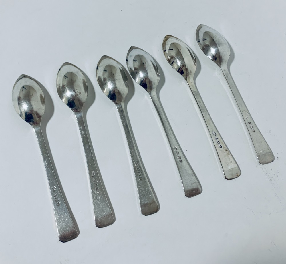 Set of 6 Antique Solid Silver Grapefruit Spoons View V