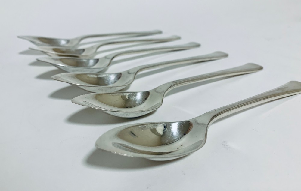 Set of 6 Antique Solid Silver Grapefruit Spoons View VI