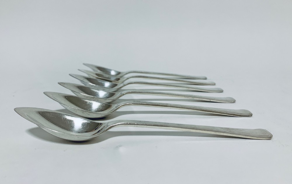 Set of 6 Antique Solid Silver Grapefruit Spoons View IX