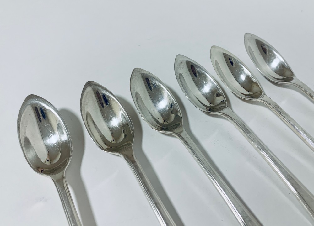 Set of 6 Antique Solid Silver Grapefruit Spoons View X