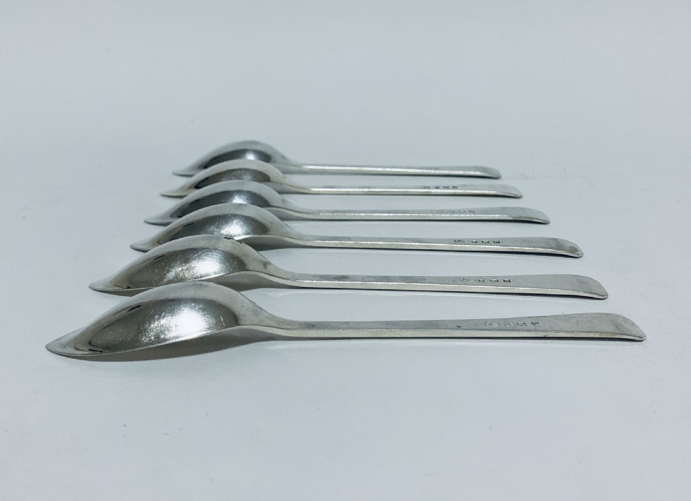 Set of 6 Antique Solid Silver Grapefruit Spoons View XI