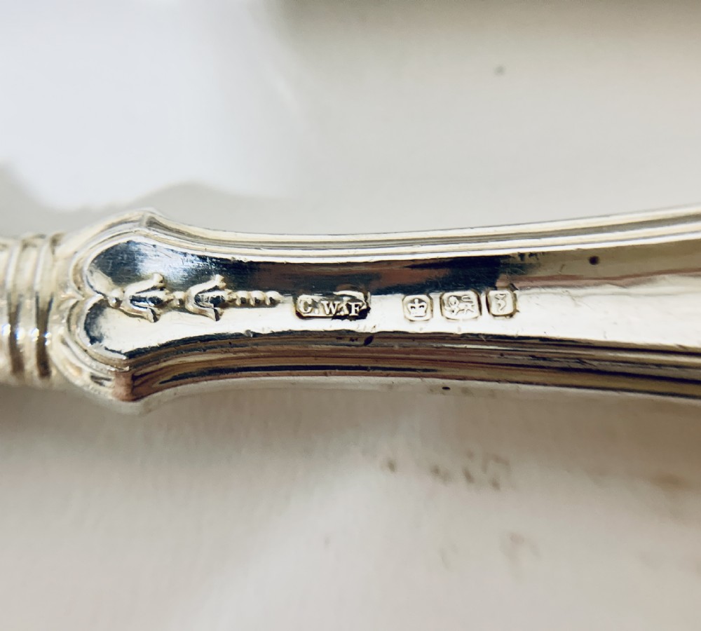 Set of 6 Antique Sterling Silver Butter Knives in Original Box View III