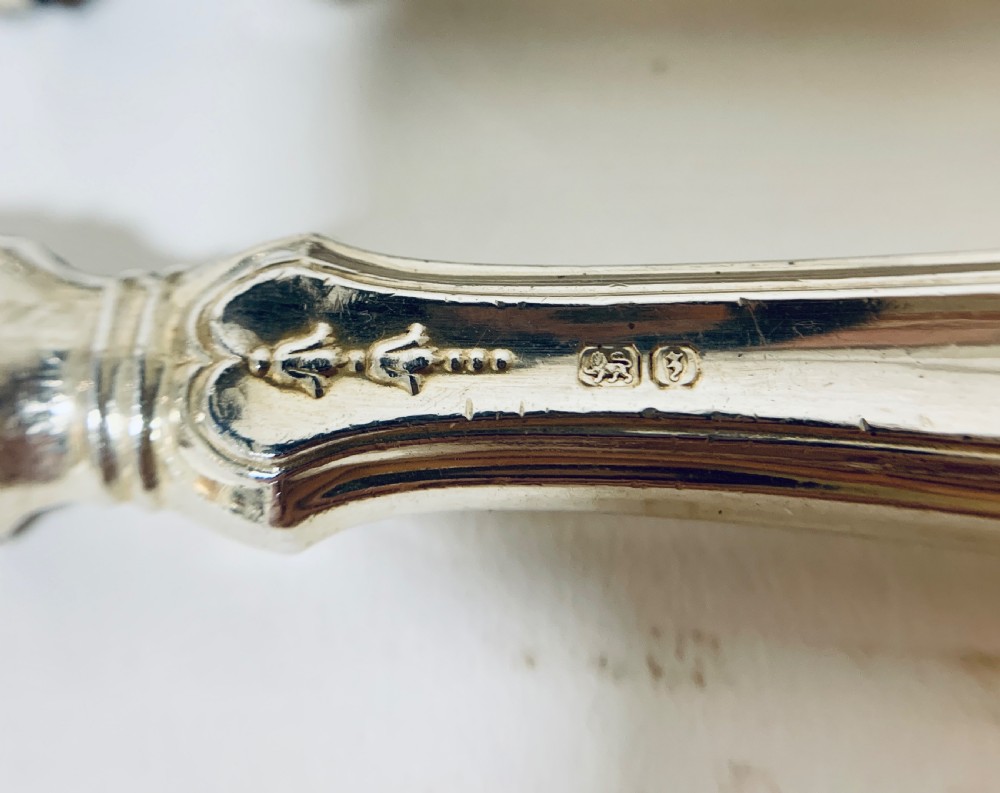 Set of 6 Antique Sterling Silver Butter Knives in Original Box View X