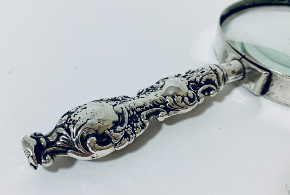 Quality Antique Victorian Sterling Silver Magnifying Glass Levi & Salaman 1901 View IV
