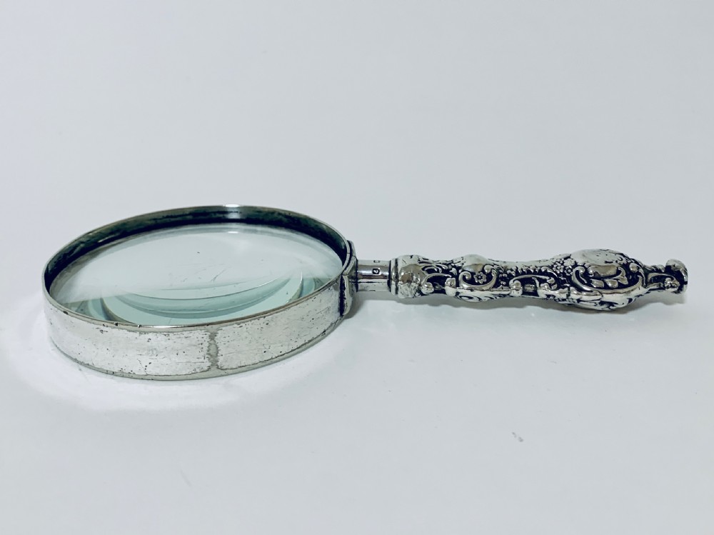 Quality Antique Victorian Sterling Silver Magnifying Glass Levi & Salaman 1901 View V