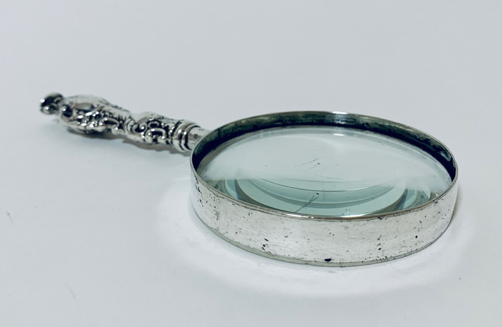 Quality Antique Victorian Sterling Silver Magnifying Glass Levi & Salaman 1901 View VI