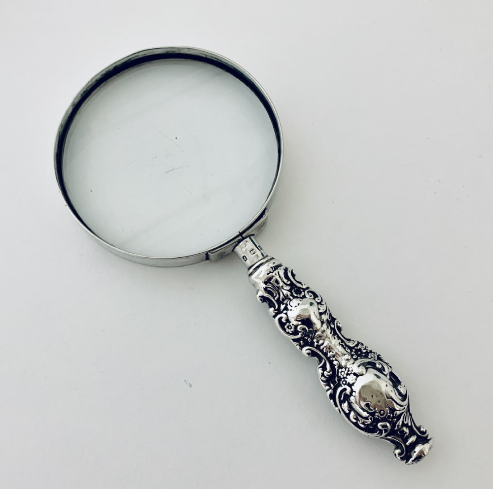Quality Antique Victorian Sterling Silver Magnifying Glass Levi & Salaman 1901 View IX