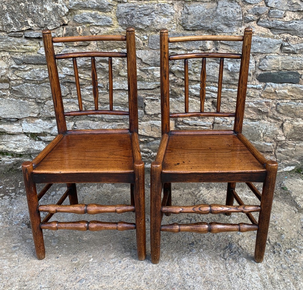 Pair of Antique Elm Country Chairs