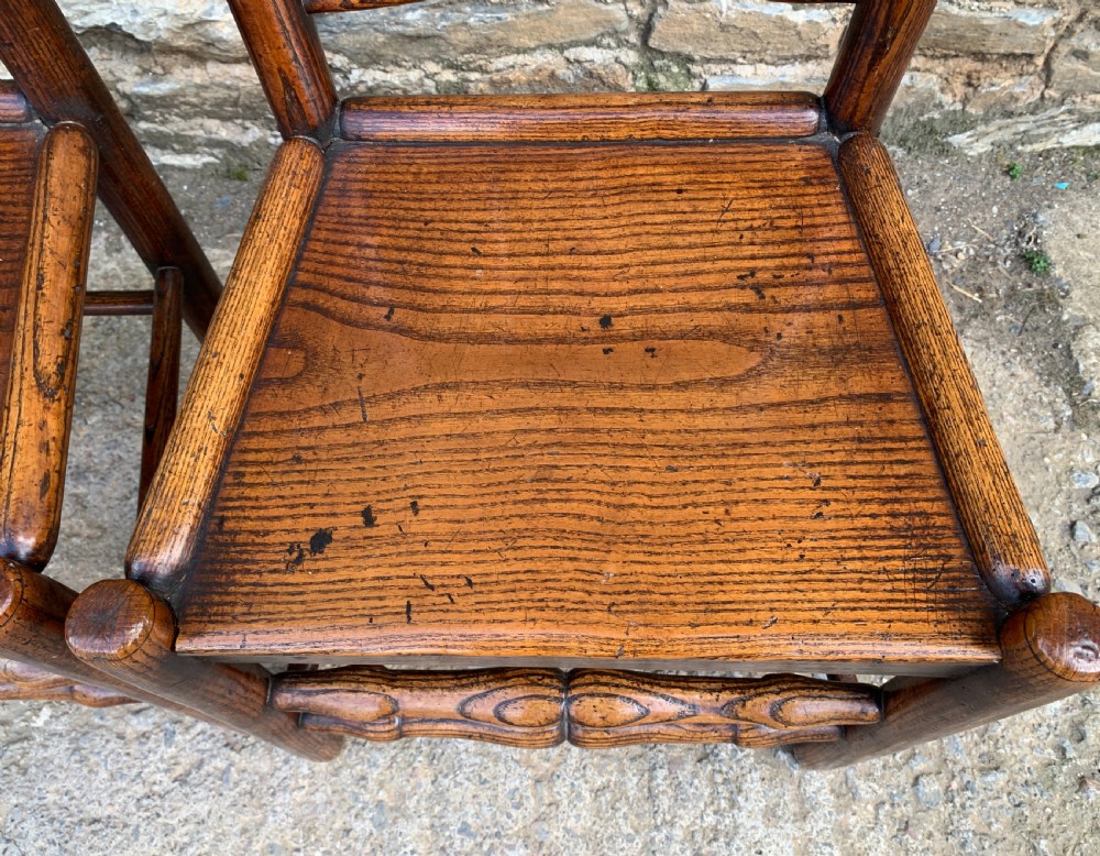 Pair of Antique Elm Country Chairs View V