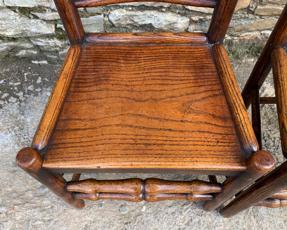 Pair of Antique Elm Country Chairs View VI