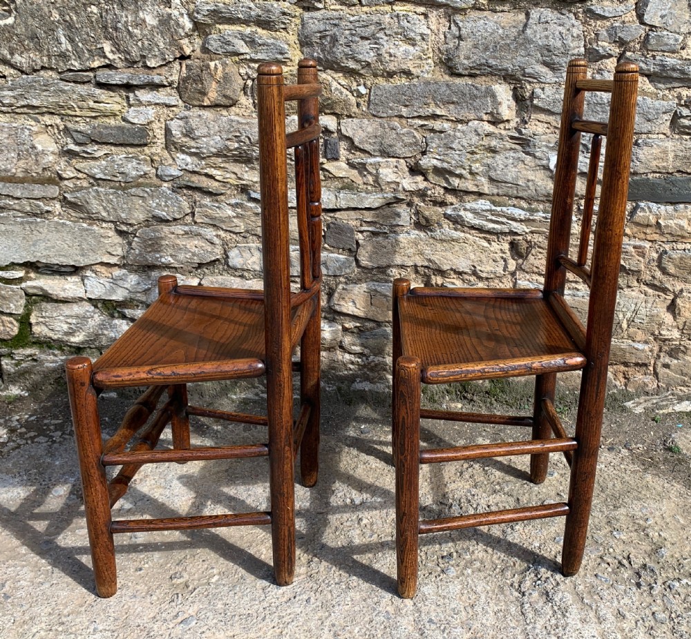 Pair of Antique Elm Country Chairs View VIII