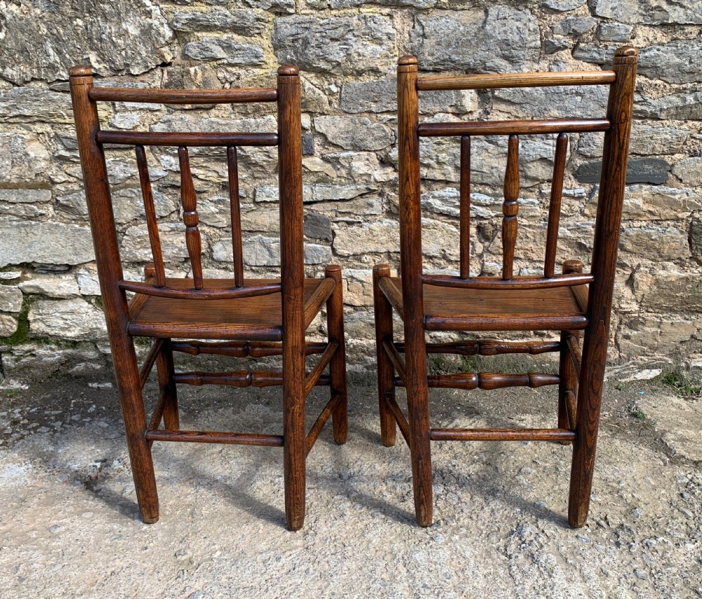 Pair of Antique Elm Country Chairs View IX