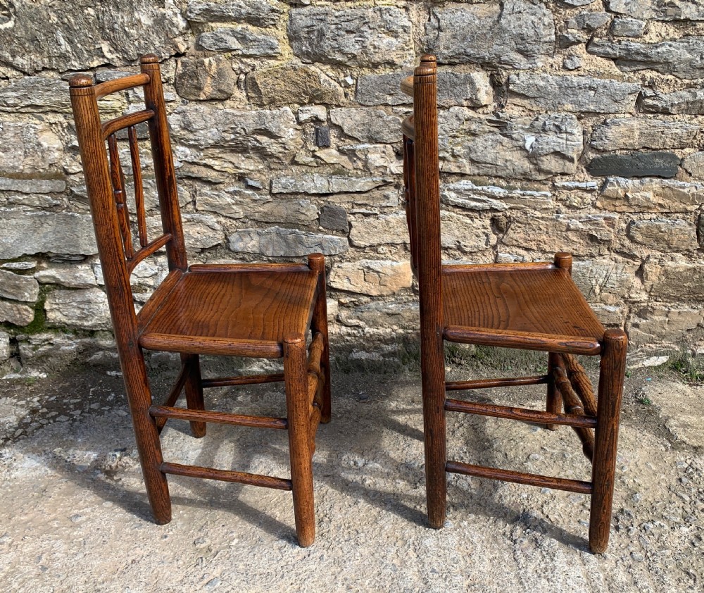 Pair of Antique Elm Country Chairs View X