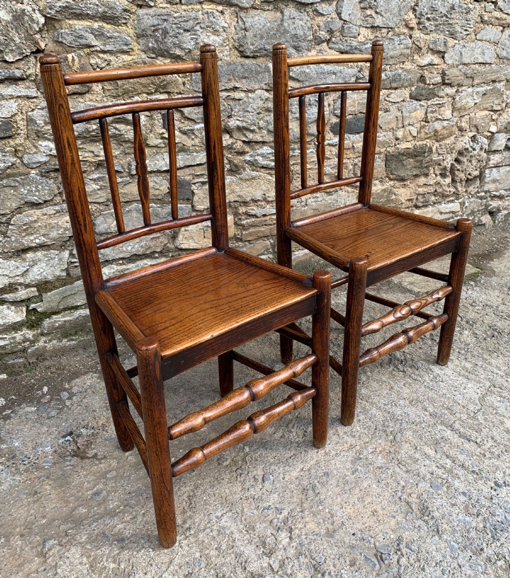 Pair of Antique Elm Country Chairs View XI