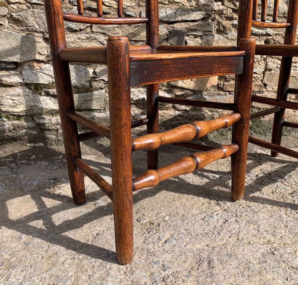 Pair of Antique Elm Country Chairs View XIII