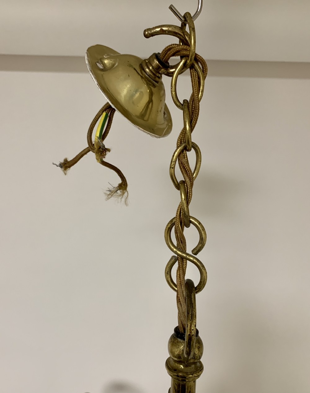 Pair of Art Nouveau Brass Chandeliers in the manner of Benson View XIII