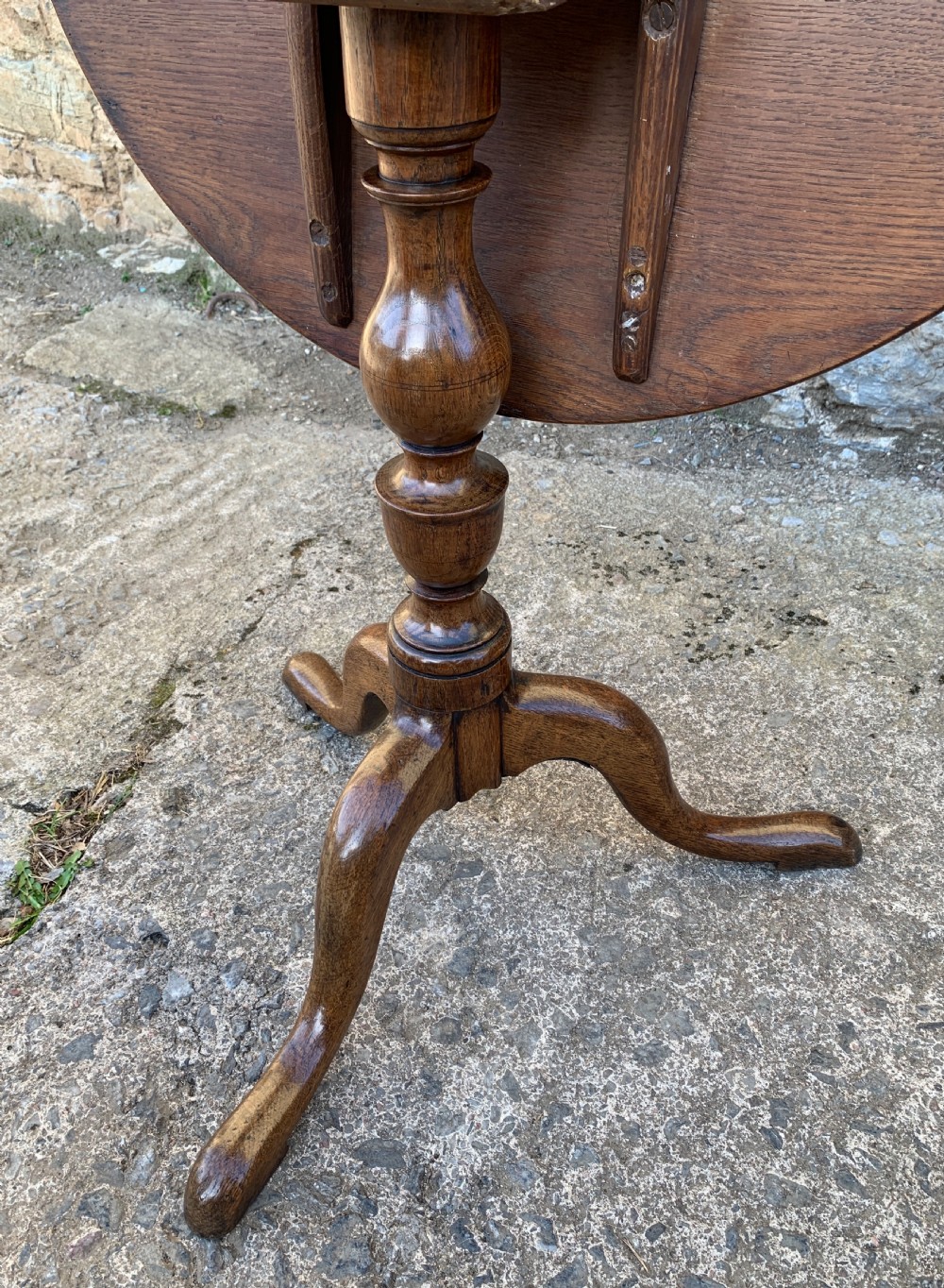Antique Georgian Oak Tilt Top Table View IX