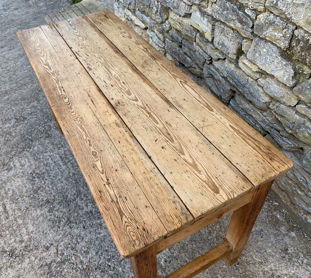 Narrow Antique Pine Farmhouse Table View III