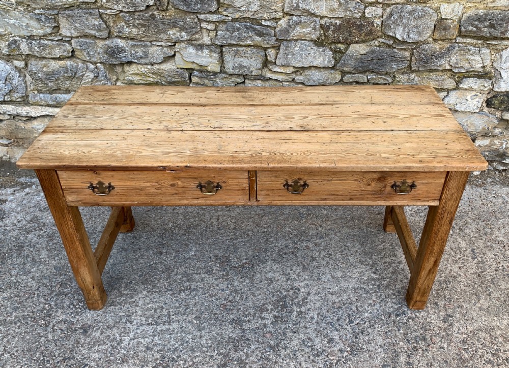 Narrow Antique Pine Farmhouse Table View V
