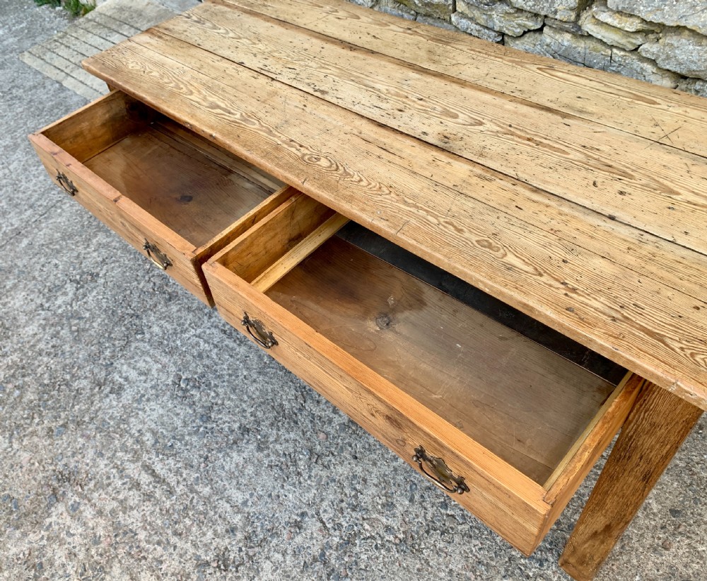 Narrow Antique Pine Farmhouse Table View VIII