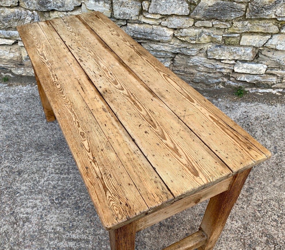 Narrow Antique Pine Farmhouse Table View XI