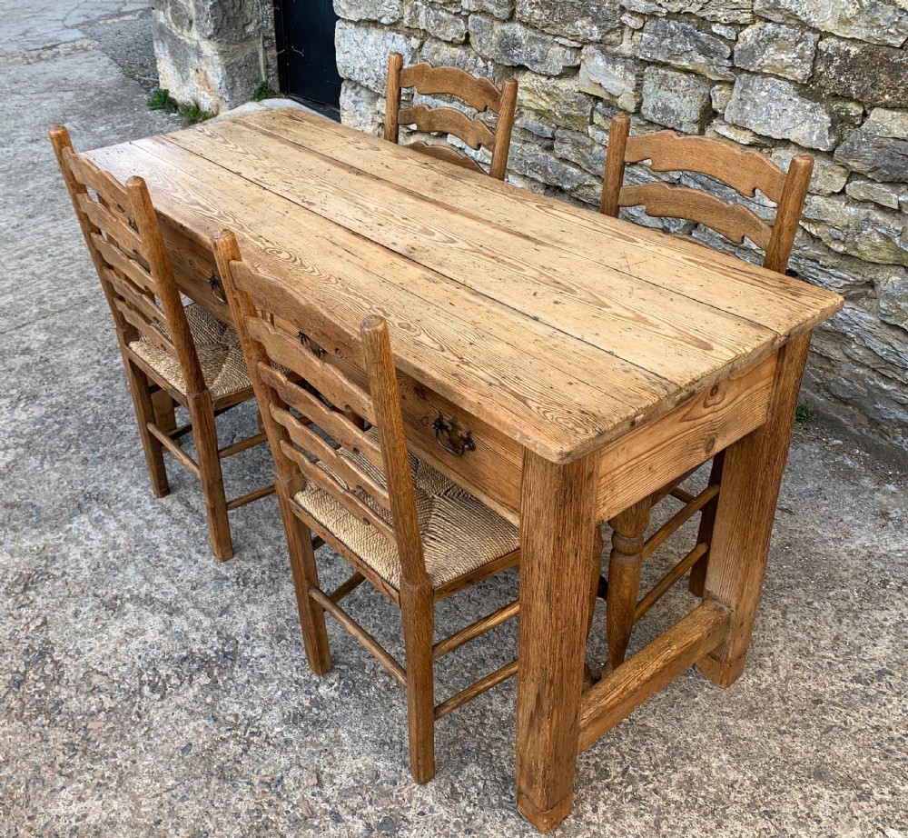 Narrow Antique Pine Farmhouse Table View XVII