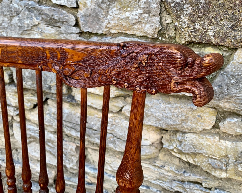 Unusual Oak Arts and Crafts Bench View IV