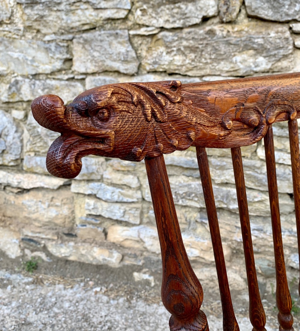 Unusual Oak Arts and Crafts Bench View V