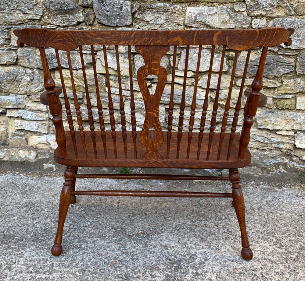 Unusual Oak Arts and Crafts Bench View VIII