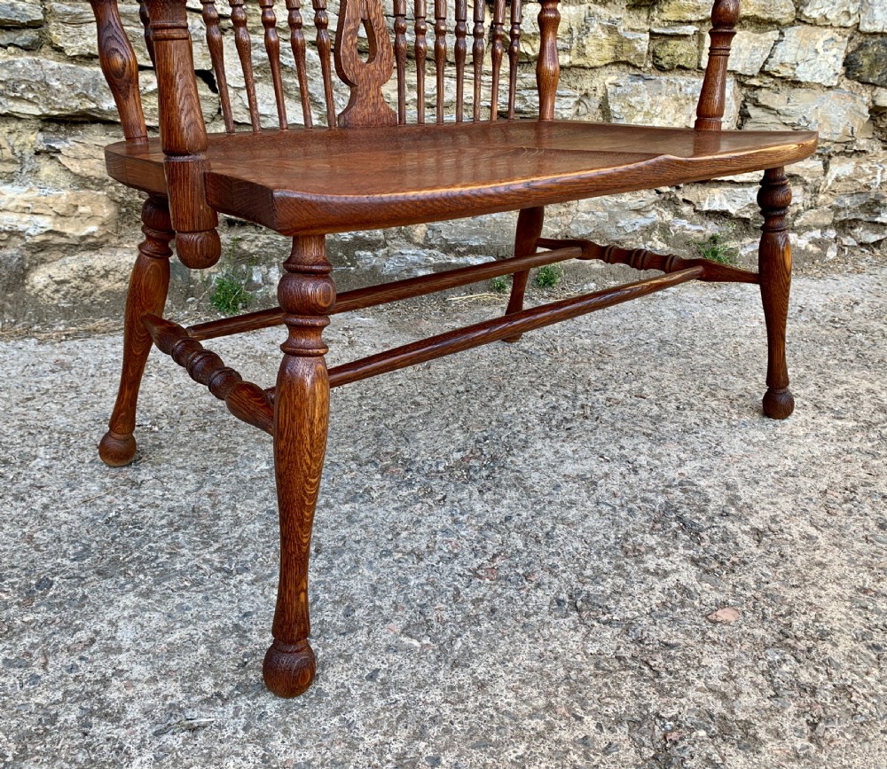 Unusual Oak Arts and Crafts Bench View X