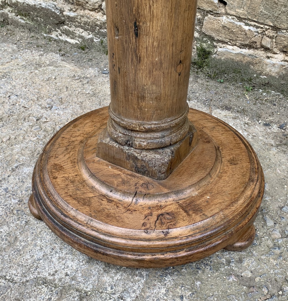 Large Antique Oak Torchere Stand View IV