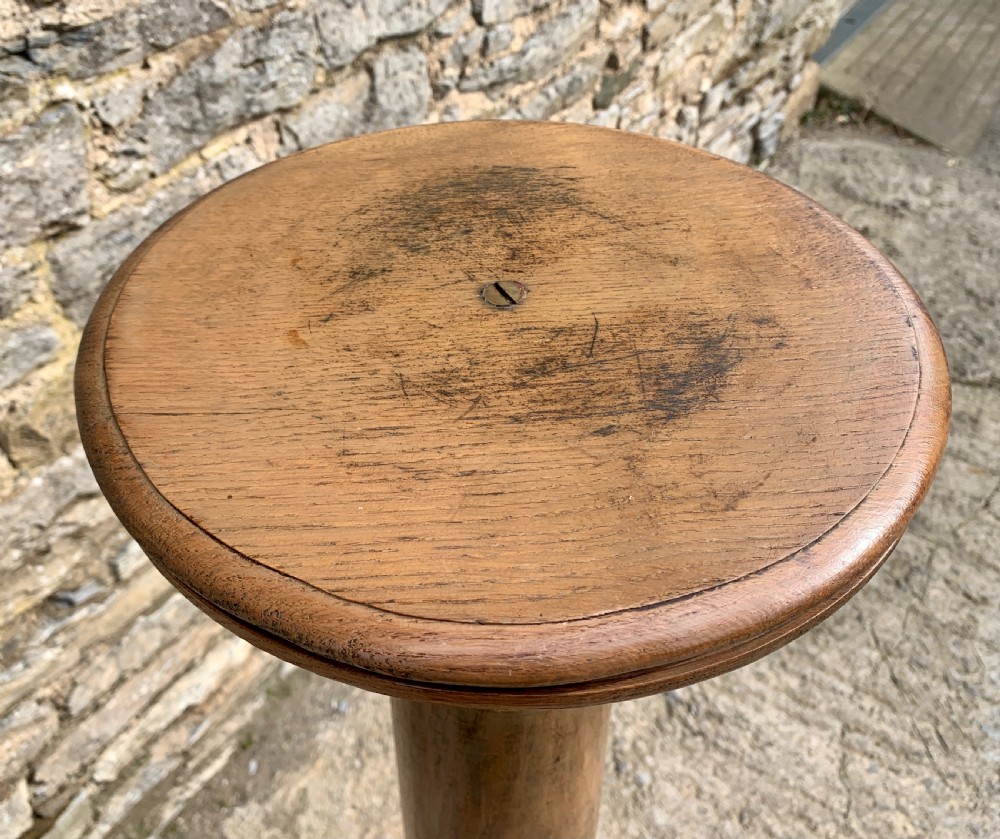 Large Antique Oak Torchere Stand View V