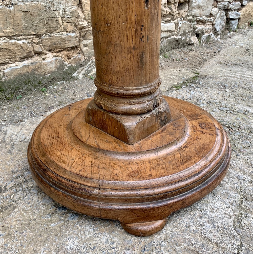 Large Antique Oak Torchere Stand View VII