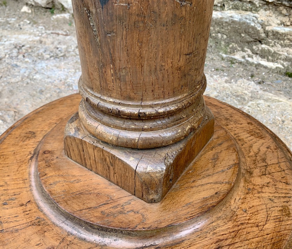 Large Antique Oak Torchere Stand View VIII