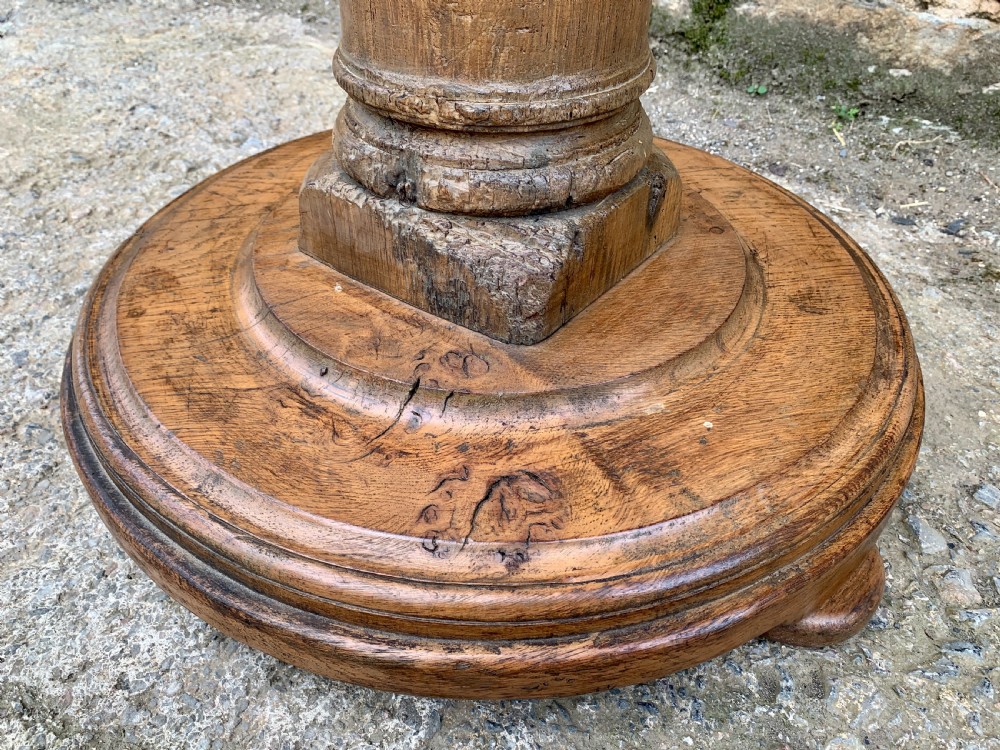Large Antique Oak Torchere Stand View IX