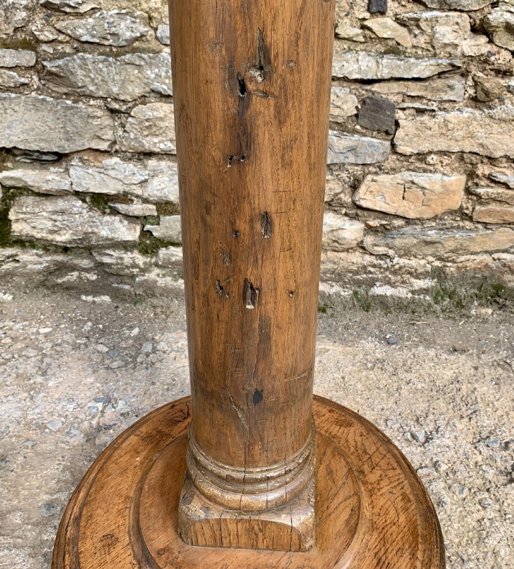 Large Antique Oak Torchere Stand View X