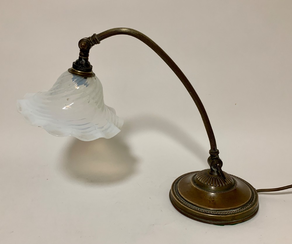 Antique Desk Lamp with Vaseline Glass Shade View III