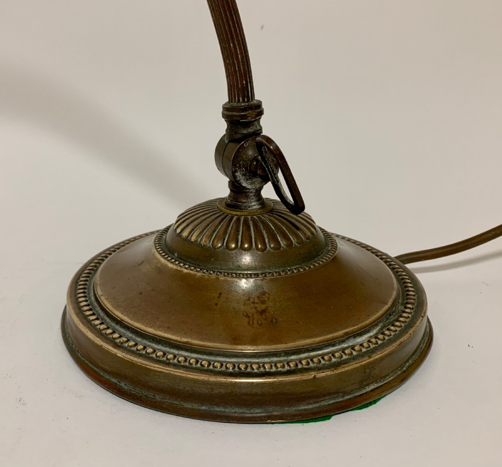 Antique Desk Lamp with Vaseline Glass Shade View V