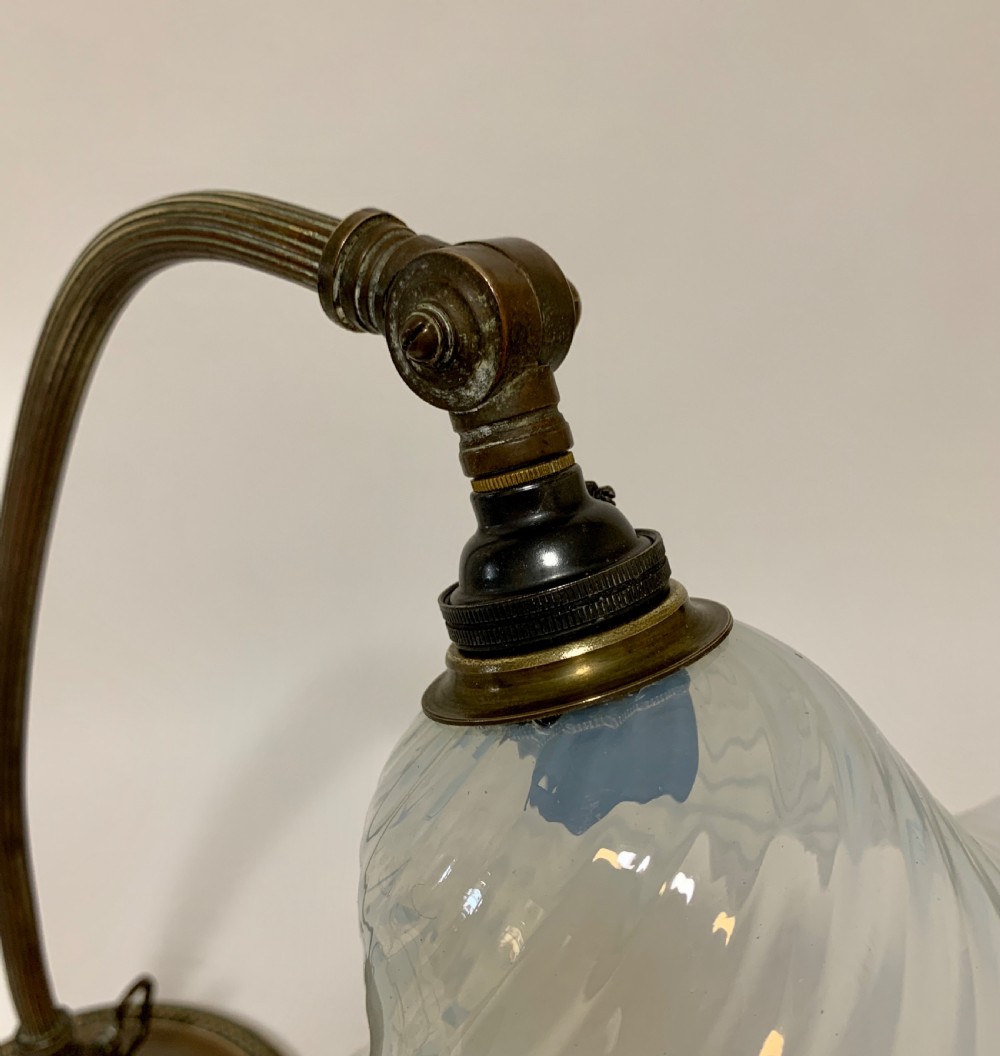 Antique Desk Lamp with Vaseline Glass Shade View IX