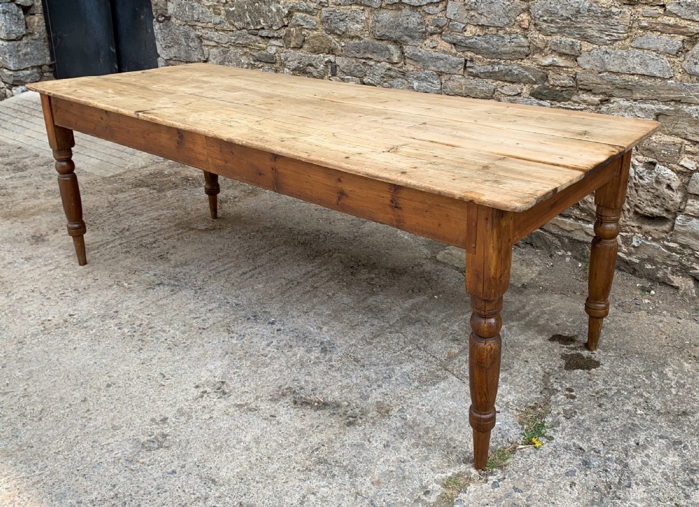 Large Antique Pine Farmhouse Table View V