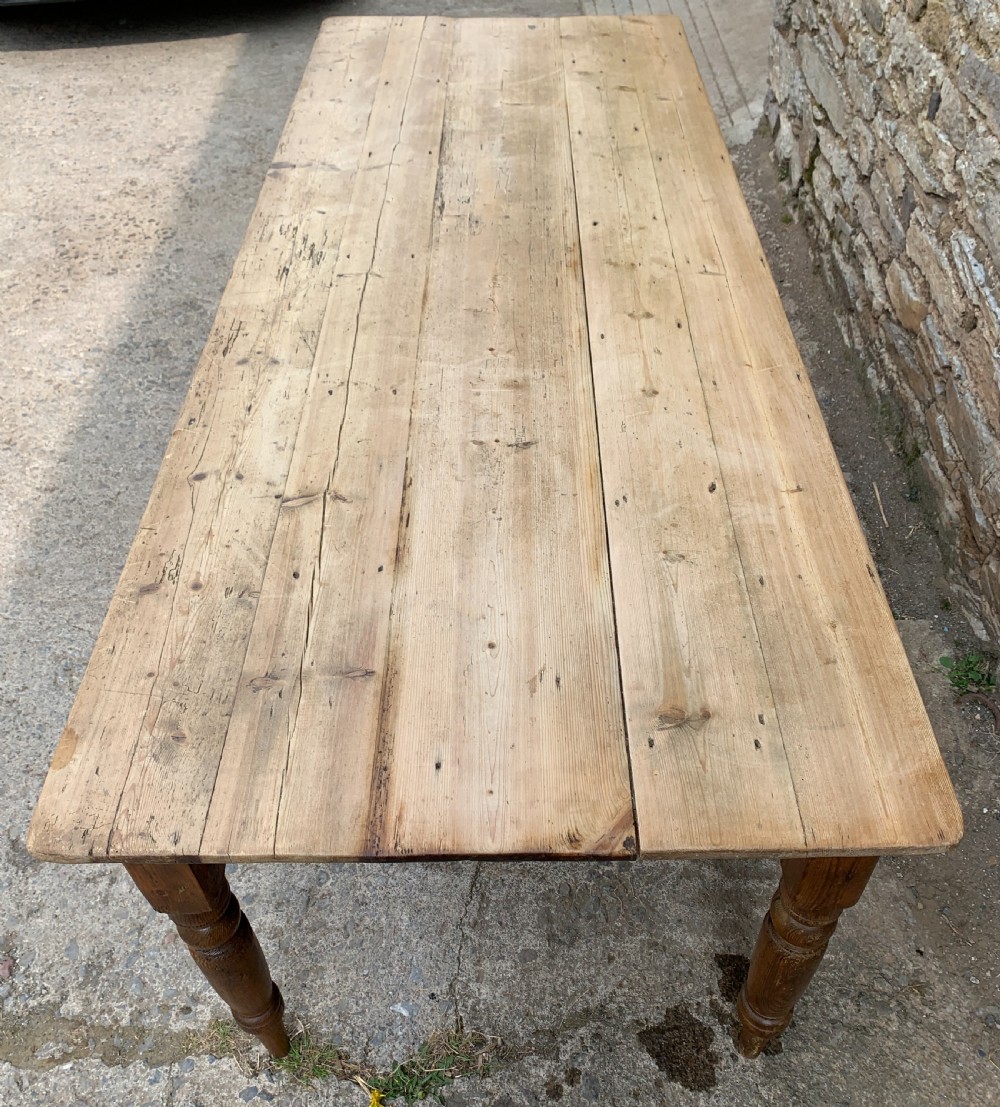 Large Antique Pine Farmhouse Table View XI