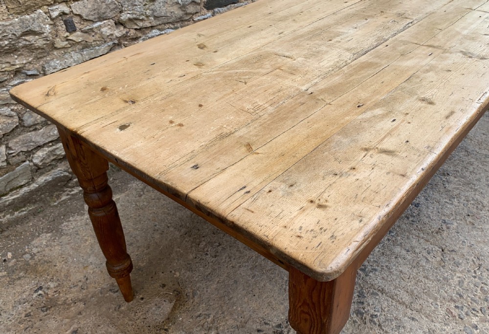 Large Antique Pine Farmhouse Table View XII